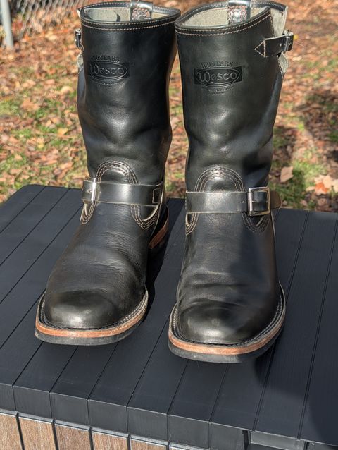 Photo by patina_colada on December 3, 2025 of the Wesco Mister Lou in Maryam Petrolio Waxed Black Horsehide.
