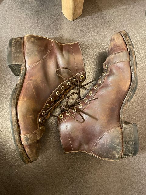 Photo by milokolb on July 25, 2025 of the Milo Kolb Monkey Boot in Horween Brown Chromexcel.