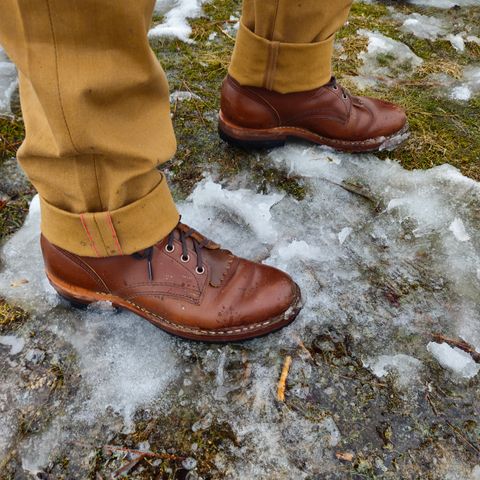 Photo by cjelliott on February 23, 2025 of the White's MP-Sherman Plain Toe in Horween British Tan Chromexcel.