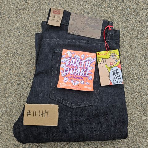 Photo by cjelliott on August 27, 2025 of the Naked And Famous Earthquake LHT - Weird Guy in 13.75 Left Hand Twill Slub.