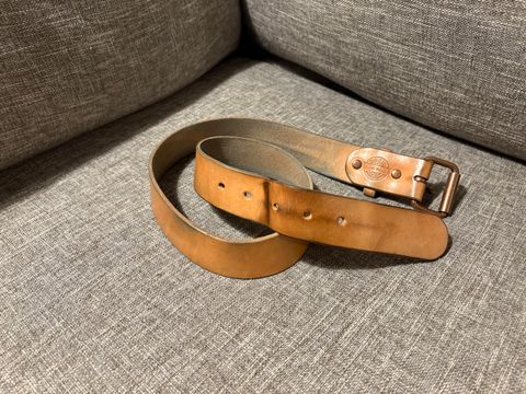 Photo by geckotrekker on February 5, 2026 of the Lanks Leatherworks Full Grain Leather Belt in Unknown Natural Veg Tan.