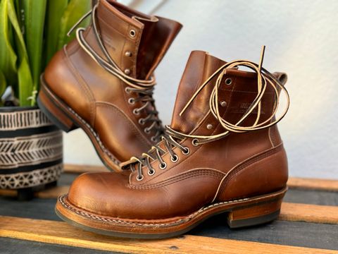 Photo by EliCashsWildcat on October 5, 2024 of the White's 350 Cutter in Horween British Tan Chromexcel.
