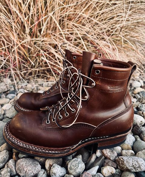 Photo by EliCashsWildcat on December 6, 2024 of the White's 350 Cutter in Horween British Tan Chromexcel.