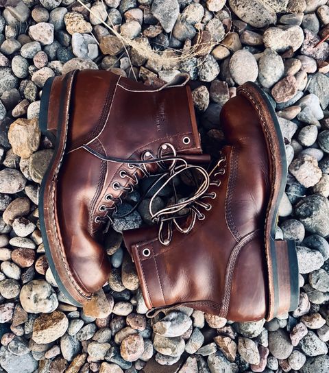 Photo by EliCashsWildcat on December 6, 2024 of the White's 350 Cutter in Horween British Tan Chromexcel.