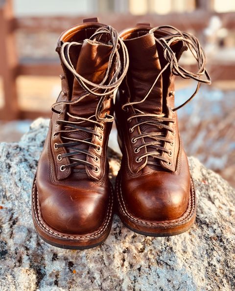 Photo by EliCashsWildcat on January 5, 2025 of the White's 350 Cutter in Horween British Tan Chromexcel.