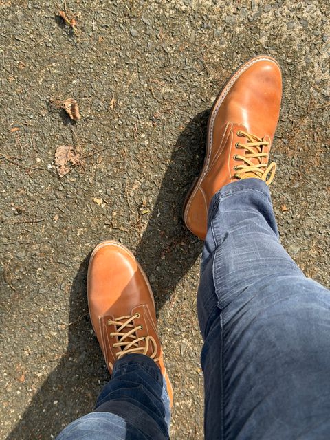 Photo by jaredbrewer on October 7, 2025 of the Junkard SC Plain Toe in Rocado Unglazed Natural Shell Cordovan.
