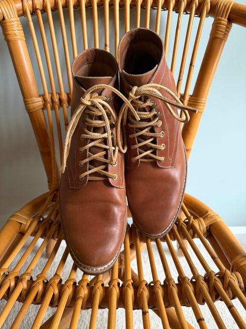 Photo by jaredbrewer on November 3, 2025 of the Junkard SC Plain Toe in Rocado Unglazed Natural Shell Cordovan.