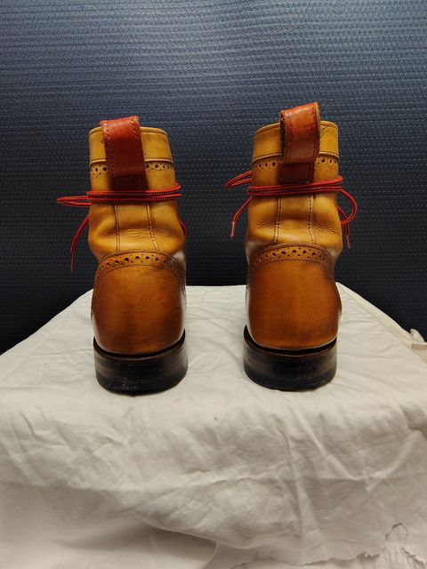 Photo by EMJ on February 3, 2026 of the Allen Edmonds Dalton Wingtip Dress Boot in Walnut Calfskin.