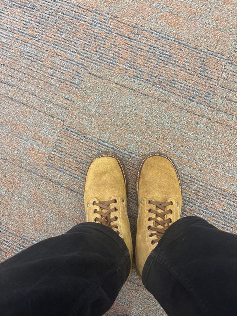 Photo by RTRSnk004 on March 11, 2026 of the Buzz Rickson’s X Unsung House M43 Service Boot in Combination-tanned Camel Cowhide.