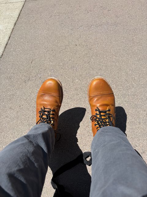 Photo by RTRSnk004 on April 26, 2026 of the SM Wholesale Reproduction 1912 US Army Marching Boot in Vegetable-tanned Cowhide & Canvas Liner.