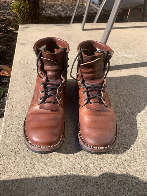 Photo by RTRSnk004 on December 17, 2024 of the Nicks x Unsung House MTO in Horween Italian Brown Cypress.