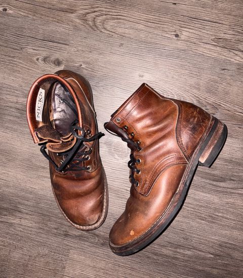 Photo by RTRSnk004 on April 15, 2026 of the Nicks x Unsung House MTO in Horween Italian Brown Cypress.