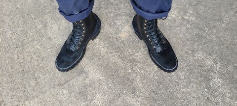 Photo by chrispbacon on June 6, 2025 of the Nicks BuilderPro in Seidel MaxSupport Black Roughout & Seidel MaxSupport Black.