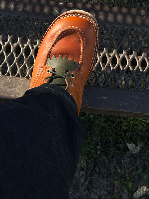 Photo by LarryDaGreaT on January 16, 2025 of the Nicks Moc Toe in Wickett & Craig Double Stuffed Tobacco.