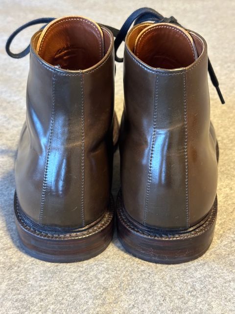 Photo by bootguy on April 5, 2025 of the Grant Stone Edward Boot in Horween Maduro Shell Cordovan.
