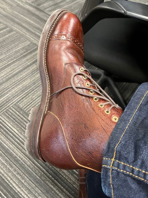 Photo by pbrunese on October 20, 2025 of the Grant Stone Garrison Boot in C.F. Stead Crimson Classic Kudu.