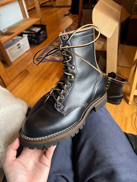 Photo by KaniThunder on February 10, 2026 of the Wesco Warren Boot in Horween Black Chromexcel Horsehide.