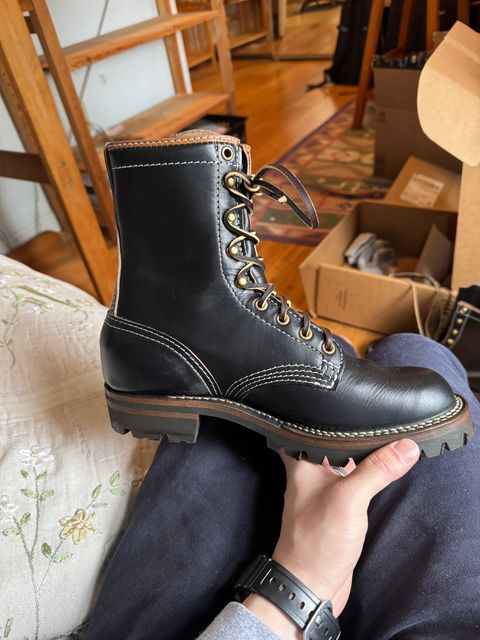 Photo by KaniThunder on February 10, 2026 of the Wesco Warren Boot in Horween Black Chromexcel Horsehide.