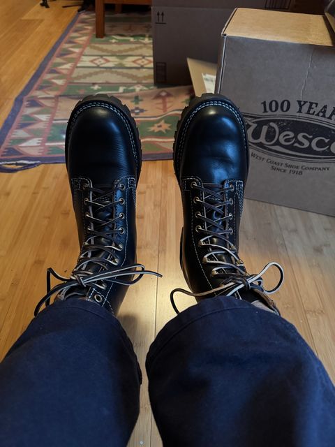 Photo by KaniThunder on February 11, 2026 of the Wesco Warren Boot in Horween Black Chromexcel Horsehide.