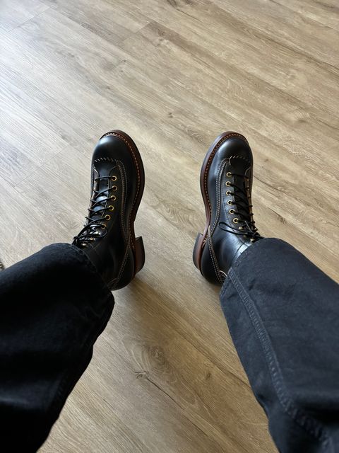 Photo by Skinnylegend on June 5, 2026 of the John Lofgren Donkey Puncher Boots in Horween Black Chromexcel.