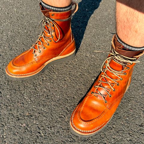 Photo by iggyskier on July 22, 2026 of the Nicks Moc Toe in Wickett & Craig Tobacco Double Stuffed.