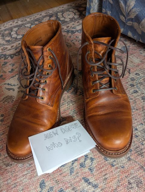 Photo by pilechko on October 1, 2025 of the Caswell Boot Company Lisbon in C.F. Stead Caramel Classic Oiled Shoulder.