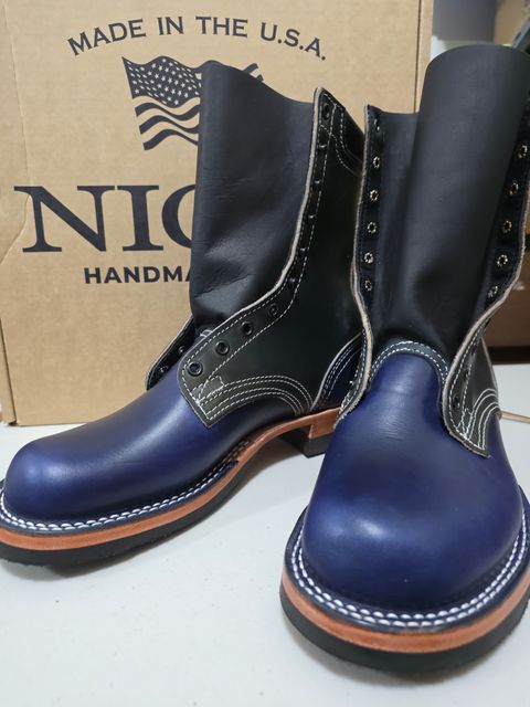 Photo by Dethios on January 3, 2026 of the Nicks Lace Up Heritage in Wickett & Craig Slate Double Stuffed & Wickett & Craig Cobalt Double Stuffed.