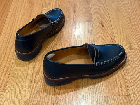 Photo by SYNTHESIZER on December 25, 2025 of the Brooks Brothers Penny Loafers in Undefined matte black Horween leather.