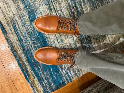Photo by Zarlino on February 7, 2025 of the Grant Stone Diesel Boot in Badalassi Carlo Saddle Tan Minerva.