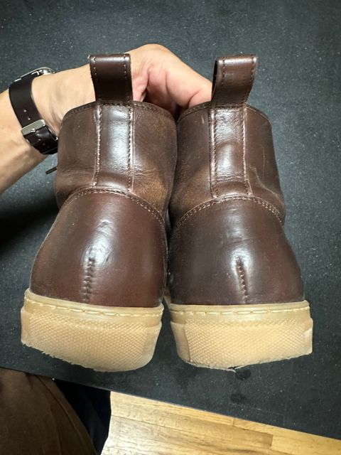 Photo by Rick11 on October 26, 2024 of the Goral Smugs in Horween Brown Chromexcel.