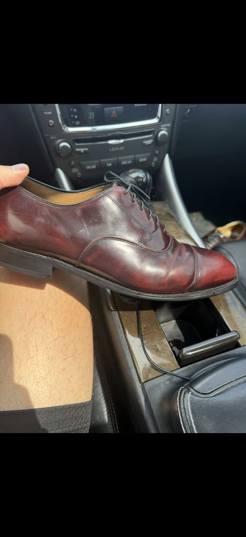 Photo by ibarrit98 on July 9, 2026 of the Johnston & Murphy Melton Cap Toe in Oxblood.