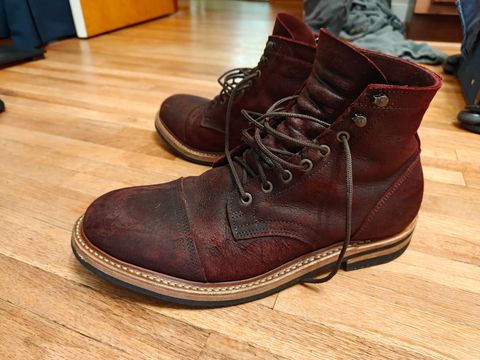 Photo by MrDrWilliams on July 12, 2026 of the Truman Cap Toe Boot in C.f. Stead Burgundy Rambler.