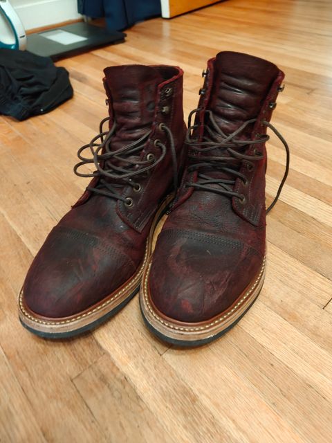 Photo by MrDrWilliams on July 12, 2026 of the Truman Cap Toe Boot in C.f. Stead Burgundy Rambler.