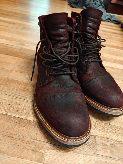 Photo by MrDrWilliams on July 12, 2026 of the Truman Cap Toe Boot in C.f. Stead Burgundy Rambler.