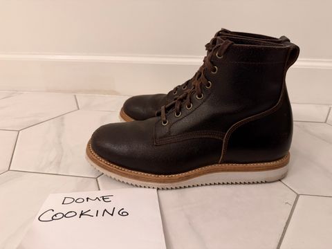 Photo by sorrick on November 2, 2025 of the Caswell Boot Company Eckington in Horween Dark Brown Waxed Flesh.