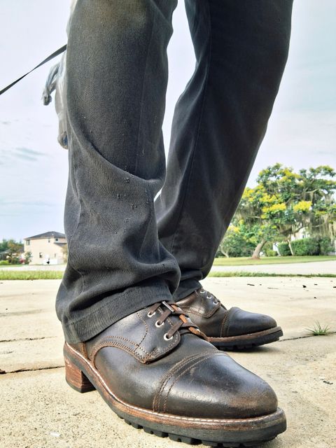 Photo by precision_arc_welding on June 30, 2026 of the Thursday Logger in Horween Waxed Cacao.