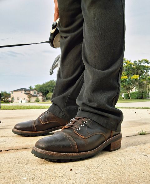 Photo by precision_arc_welding on June 30, 2026 of the Thursday Logger in Horween Waxed Cacao.