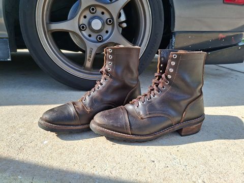 Photo by precision_arc_welding on July 8, 2026 of the Thursday Logger in Horween Waxed Cacao.