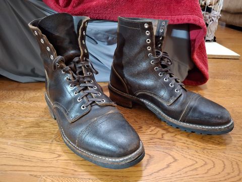 Photo by precision_arc_welding on July 7, 2026 of the Thursday Logger in Horween Waxed Cacao.