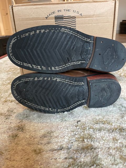 Photo by indigo_flame on September 12, 2024 of the Nicks Robert in Horween Orange Predator.