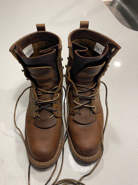 Photo by indigo_flame on September 12, 2024 of the Nicks Robert in Horween Orange Predator.