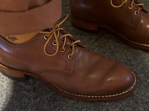 Photo by neognosis on February 7, 2025 of the White's Retro Oxford in Horween British Tan Chromexcel.