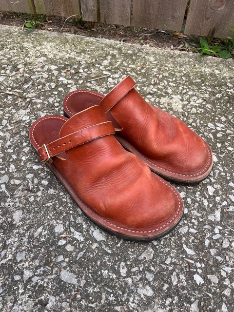 Photo by prichardson on July 26, 2026 of the Hardworking Phil Dam Stomper in Horween Unknown.