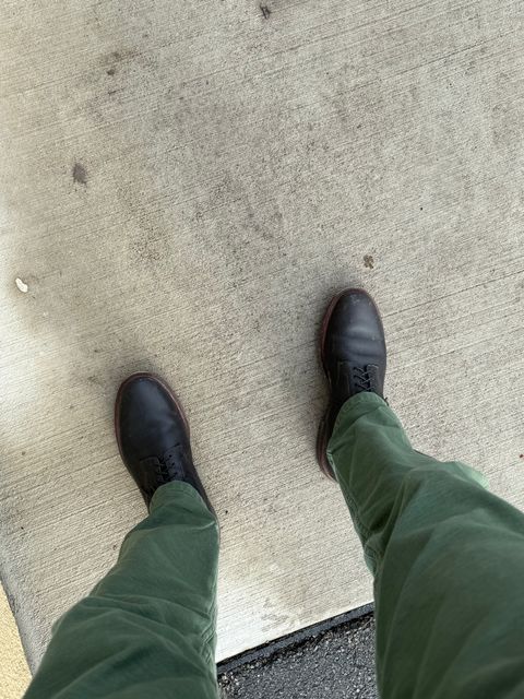 Photo by moznme on December 28, 2024 of the Viberg Navvy Boot in Horween Black Washed Chromexcel.