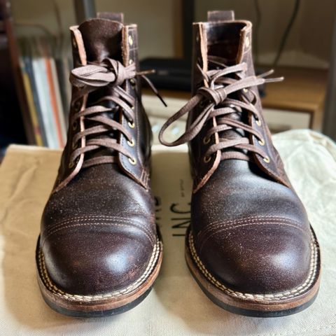 Photo by moznme on July 22, 2025 of the Truman Cap Toe Boot in Horween Java Waxed Flesh.