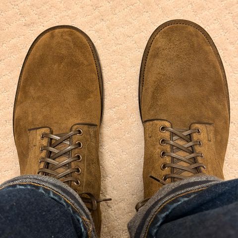 Photo by moznme on November 29, 2025 of the Viberg Service Boot in Horween Mushroom Chamois Roughout.