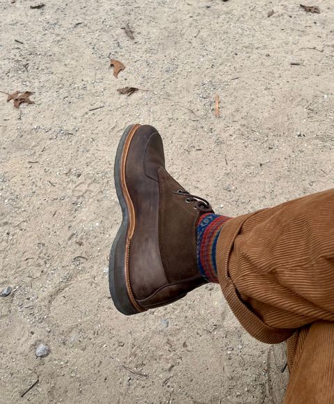 Photo by theoldsole on February 21, 2026 of the Viberg Bernhard Boot in C.F. Stead Clove Regency Calf & C.F. Stead Flint Repello Calf Suede.