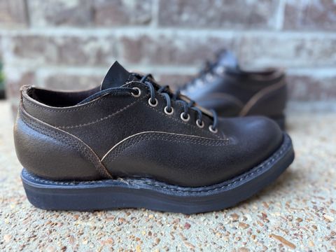 Photo by TBorggi on October 9, 2025 of the White's Whites / x Division Road LTT 300 Oxford C461 in Horween Dark Brown Waxed Flesh.