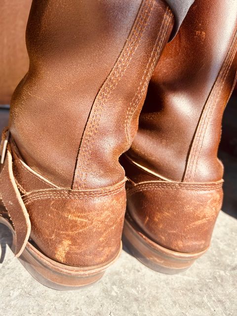 Photo by Vic on June 9, 2026 of the White's Nomad Engineer Boots in Horween Cinnamon Waxed Flesh.