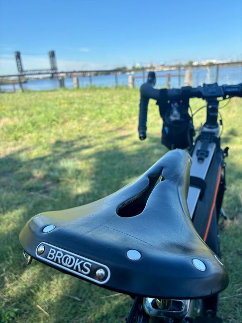 Photo by Vic on July 8, 2026 of the Brooks Saddle in Unknown Natural Veg Tan.